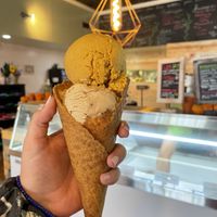 Pumpkin & sun butter 🎃😍 at Moo-Over in Fort Wayne