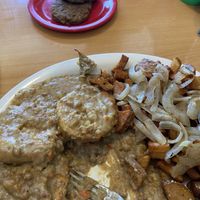 Sausage gravy biscuit! I ate a biscuit before I remembered to take a picture😉  at Cheezy Vegan in Woodlyn