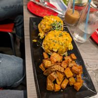 Crab cake benedict  at Cheezy Vegan in Woodlyn