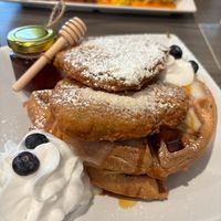 chicken and waffles at Cheezy Vegan in Woodlyn