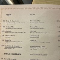 new vegan menu  at Namastey in Faro