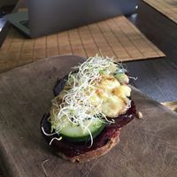 Beetroot toast at Botanica Garden Cafe in Tulum