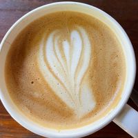 Almond milk latte at Botanica Garden Cafe in Tulum