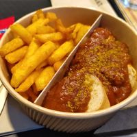Currywurst and fries at UNMEAT in Zurich