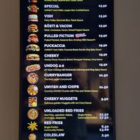 Menu at UNMEAT in Zurich