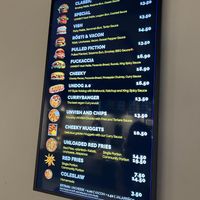 The menu  at UNMEAT in Zurich