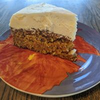 Vegan Carrot Cake tastes every bit as good as the conventional carnist version. at PublicUs in Las Vegas