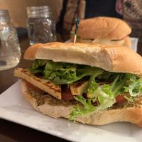 Vegan breakfast sandwich $11 at Picnic in Victoria