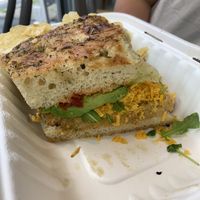 Vegan penfield panini (vegan ham!)  at Tree Town Cafe in Penfield