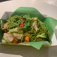 Spinach noodles with garlic and black pepper vegetables   at Thailander in Melbourne