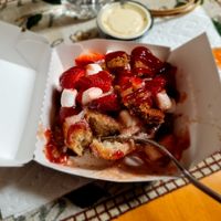 Strawberry shortcake cinnamon roll? at Cinnaholic in Peachtree Corners