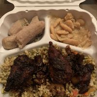 Flaming Jamaican dish  at Flame On Vegan in Agawam