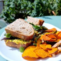 Sandwich with tofu and eggplant at Mama Gaia in Haarlem