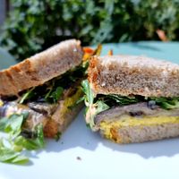 Sandwich with tofu and eggplant at Mama Gaia in Haarlem