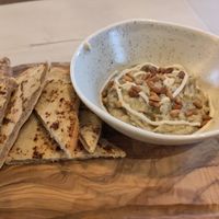 Grilled aubergine with desem bread at Mama Gaia in Haarlem