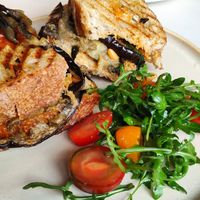 Yemeni aubergine sandwich at Mama Gaia in Haarlem