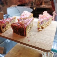 Raspberry and coconut nut cake. at The Vibe in Liverpool