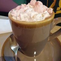 Hot chocolate with cream and marshmallows at The Vibe in Liverpool