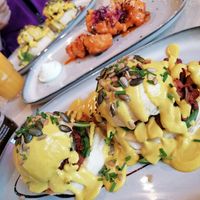 Eggs benny + cauli wings #Veganuary at The Vibe in Liverpool