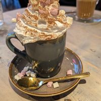 Hot chocolate with cream and marshmallows at The Vibe in Liverpool