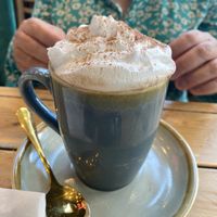 Vegan hot chocolate with whipped cream   at The Vibe in Liverpool