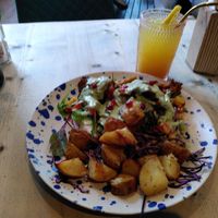 Shroom gyros and ginger shot at The Vibe in Liverpool