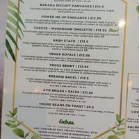 Brekkie menu at The Vibe in Liverpool