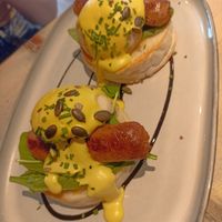 Vegan Benedict with Grilled Sausages  at The Vibe in Liverpool