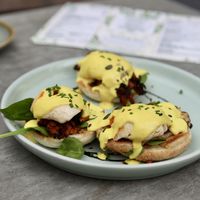 Vegan eggs Benedict trio  at The Vibe in Liverpool