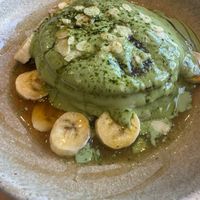 Matcha blueberry pancakes  at The Vibe in Liverpool