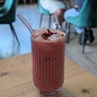 Pink chai at The Vibe in Liverpool