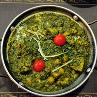 Vegan spinach curry (rice in another dish not shown) at The Seasonal in Lagos