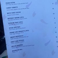 Full separate vegan menu  at Pinchy's in Melbourne