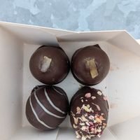 Yuzu, lemon and raspberry flødeboller at Glean - Torvehallerne in Copenhagen