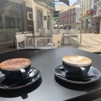 Cappuccino and latte  at Chelsea Coffee & Brunch in Faro