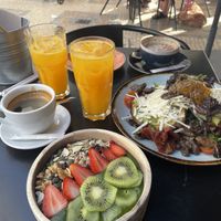 Detox smoothie bowl and vegan avocado toast  at Chelsea Coffee & Brunch in Faro