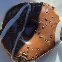 Chocolate with vanilla   at Fluffy Donut in Seattle