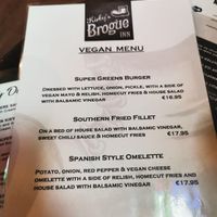 Vegan Menu at Kirbys Brogue Inn in Tralee