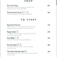 Dinner menu at Adam and Eve in Mahe