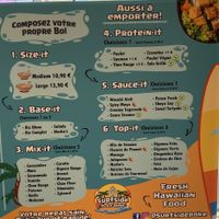 Menu  at Surfside Poké in Namur