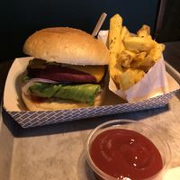 Dracula Burger and rosemary fries at Union Diner - Steinenvorstadt in Basel