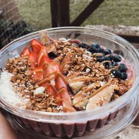 Strawberry chunky bowl at Hello Verdemx in Cozumel