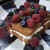French toast stuffed with coconut whipped cream at Hello Verdemx in Cozumel