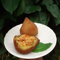 Coxinha de tofu com cenoura at Veganila in Paraty