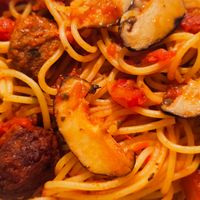 NoMeatball and mushroom pasta at The Social Kitchen - Jurong Bird Park in West Singapore