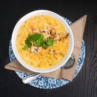 Red lentil soup at Public Greens - Keystone Crossing in Indianapolis