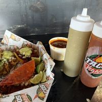 Birria, Al Pastor and Pollo asada w/ consome birria    at Tacos Veganos in Phoenix