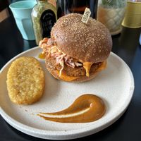 Special Vegan Chicken burger (+ hash brown)  at Swallow Coffee Traders in Rockdale