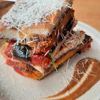 Panning with roasted veggies at Swallow Coffee Traders in Rockdale