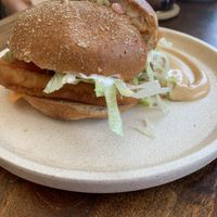 Fish burger   at Swallow Coffee Traders in Rockdale